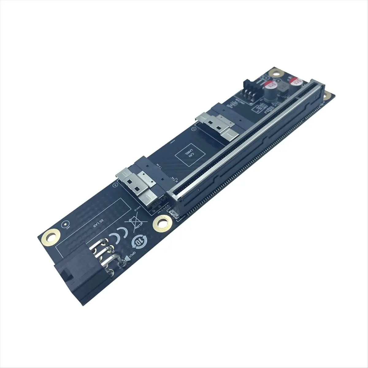 Фото 2-портовая плата адаптера PCI-E 4.0 X16 к SlimSAS SFF-8654 GEN4 SFF-8654-8i SFF8654 Riser Card для видеокарты GPU №1