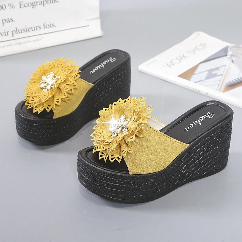 

Flowers Flip Flop Wedge Woman Slippers Platform Summer Slippers Women Outdoor Casual Flip Flops Sandals Women Slipper Home Shoes