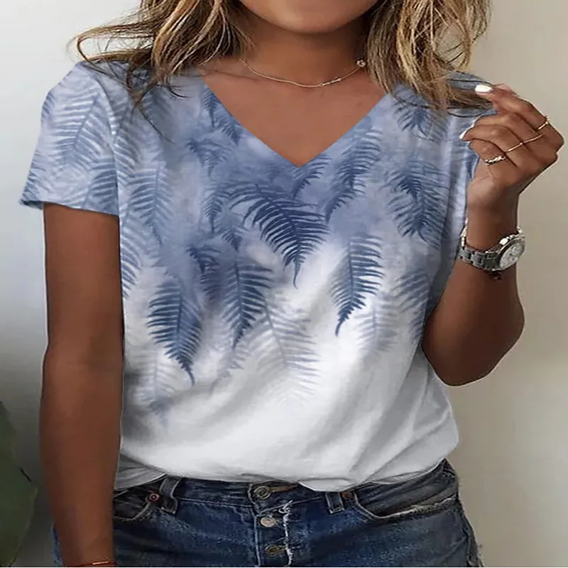 

Sexy Tops Women 2022 New V-neck Women's T-shirt Short Sleeve Pretty And Cheap Women's Print Printing 3D