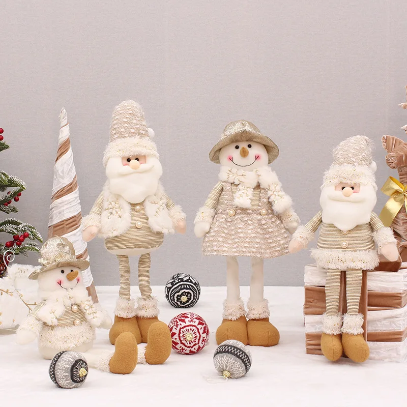 

48cm Santa Snowman Standing Doll New Year Gift Merry Christmas Decoration for Home Retractable Doll Shopping Mall Ornament Natal