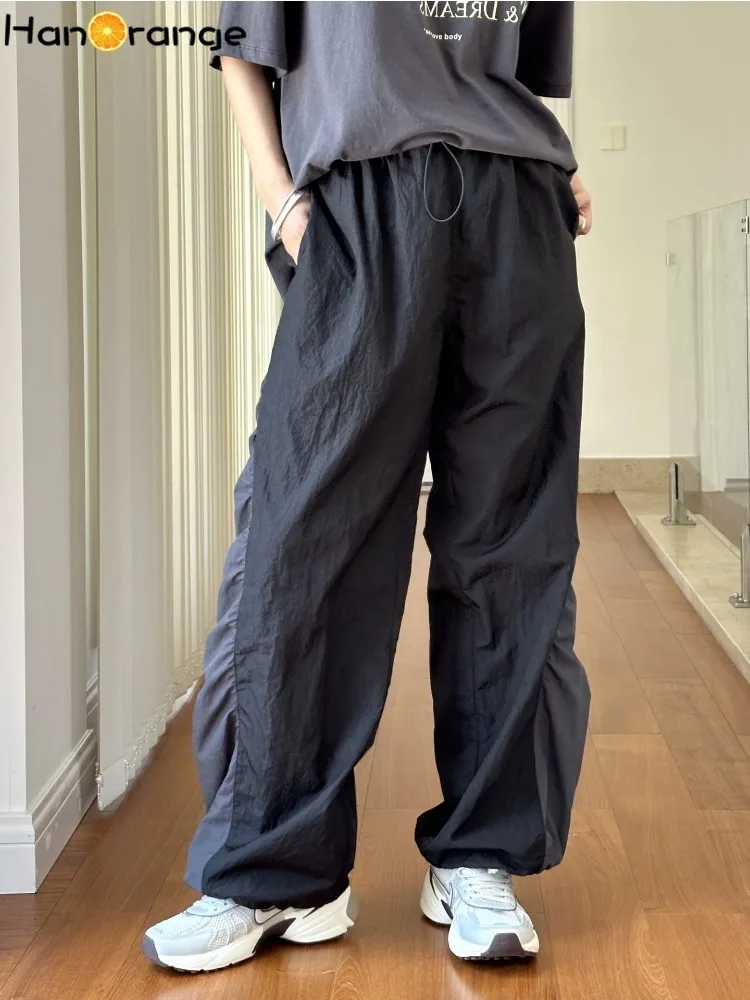 HanOrange 2024 летние уличные лоскутные плиссированные повседневные брюки женские