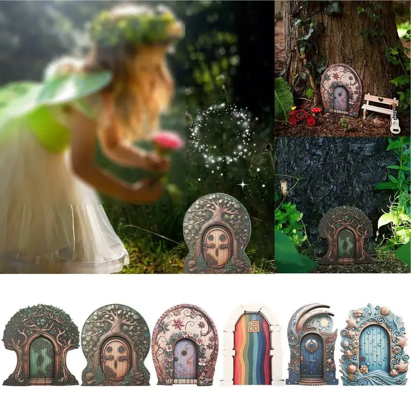 Сказочные двери для деревьев уличные деревянные мини-сказные красочные