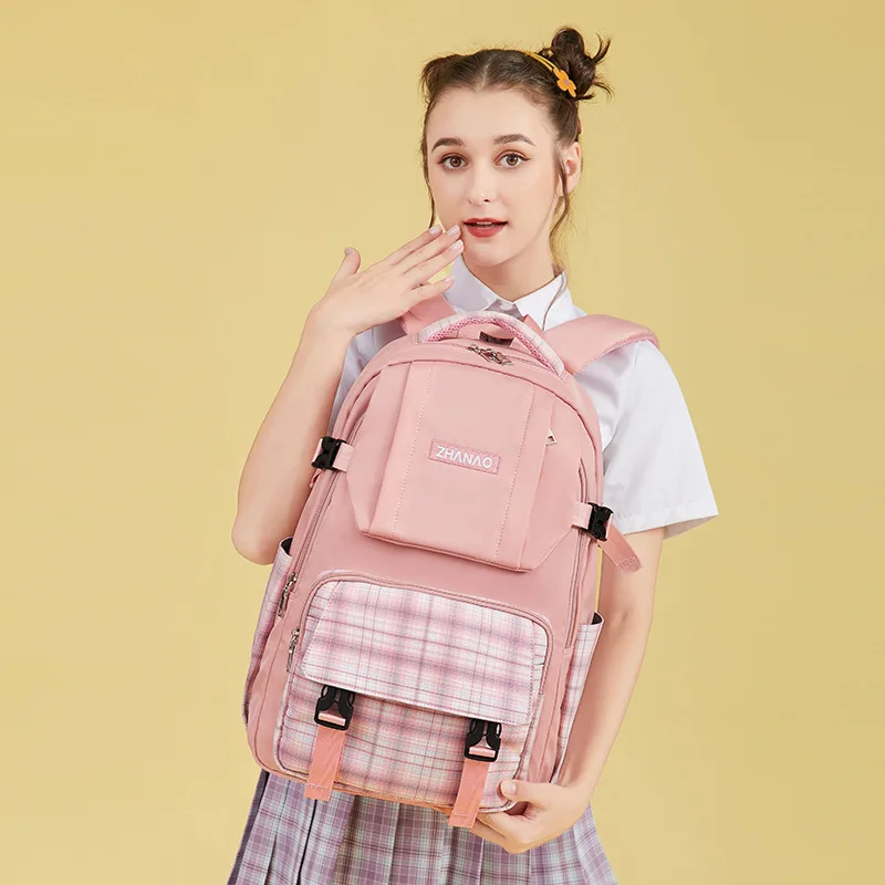 

Large Capacity Oxford Pink Backpack Light Simple Travel Bag Girls Backpack Student School Bag Oxford Student Zipper Backpack