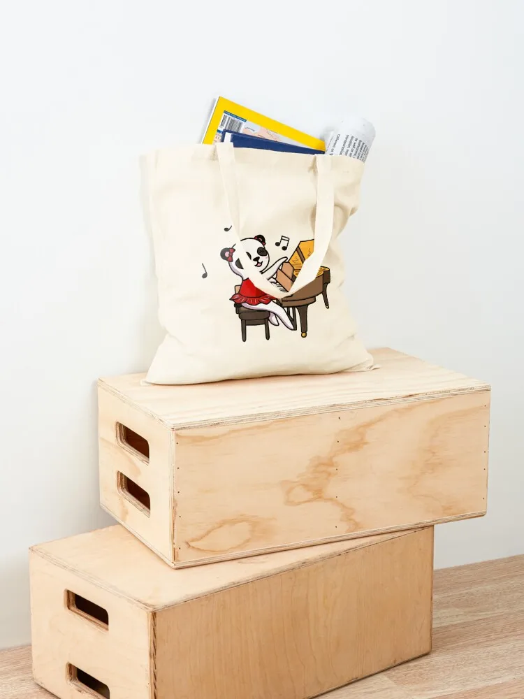 Сумка-тоут с изображением панды играющего на фортепиано женская сумка-шоппер