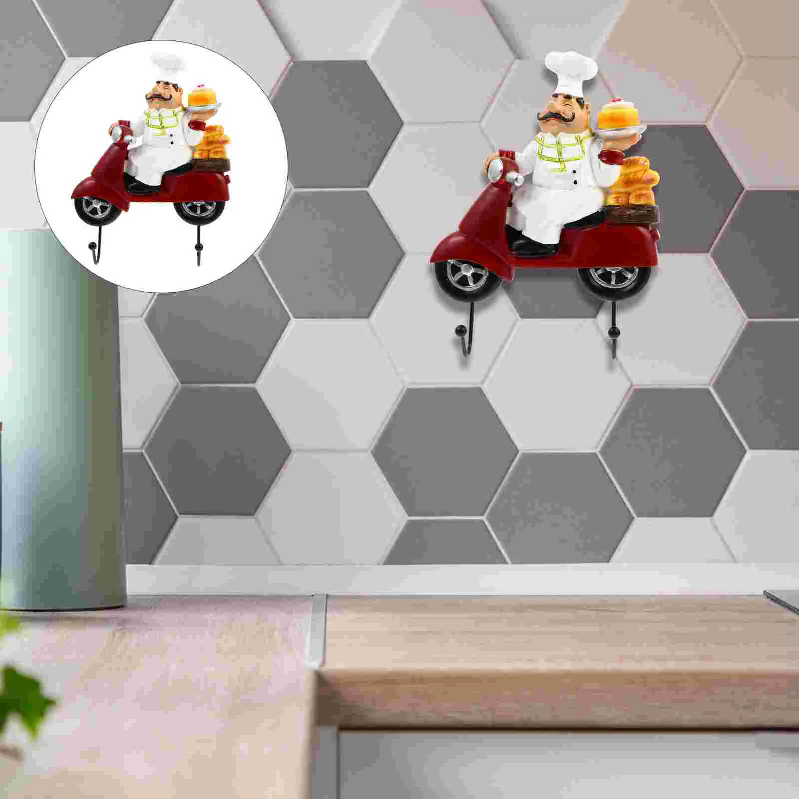 

Closet Hooks Wall Bath Towel Hooks Wardrobe Hat Hooks Key Ring Hook Kitchen Gadgets Hooks Chef Bread Figurine Chef Wall Hanger