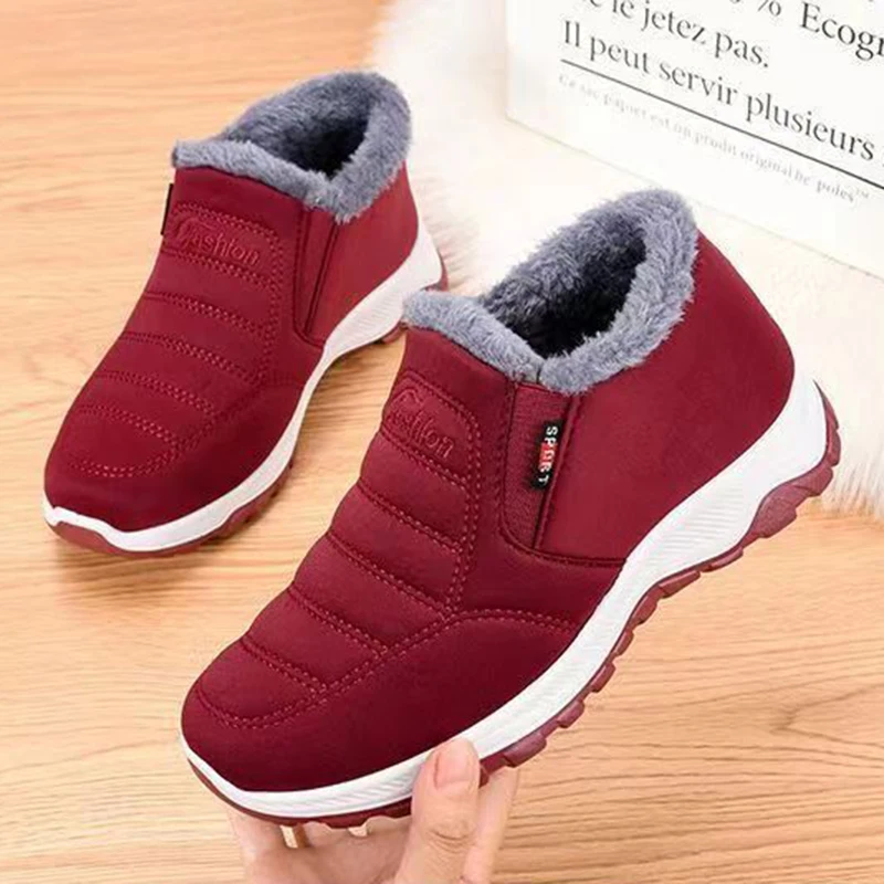 Snow Women's Boots Lightweight Women Booties Slip On Shoes Plus Size Ankle Platform Solid Botas Mujer