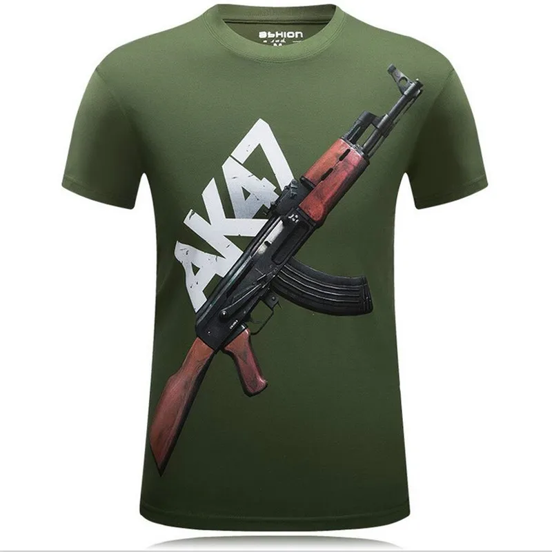 

Мужская футболка с коротким рукавом AK 47, забавная Повседневная футболка с принтом оружия и круглым вырезом, Мужская футболка в стиле панк, б...