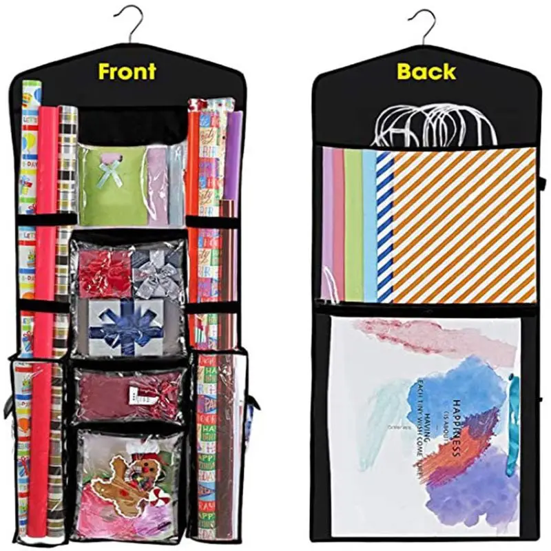 

Double Bows Bag Hanging Wrap Back Wrapping Storage Pockets Storage Paper Gift Bags Organizer Sided Multiple Ribbons And Front
