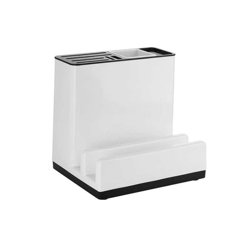 

Kitchen Utensil Holder Knife Block with Drainboard Tableware Cutting Board Storage Rack Shelf Kitchen Organizer