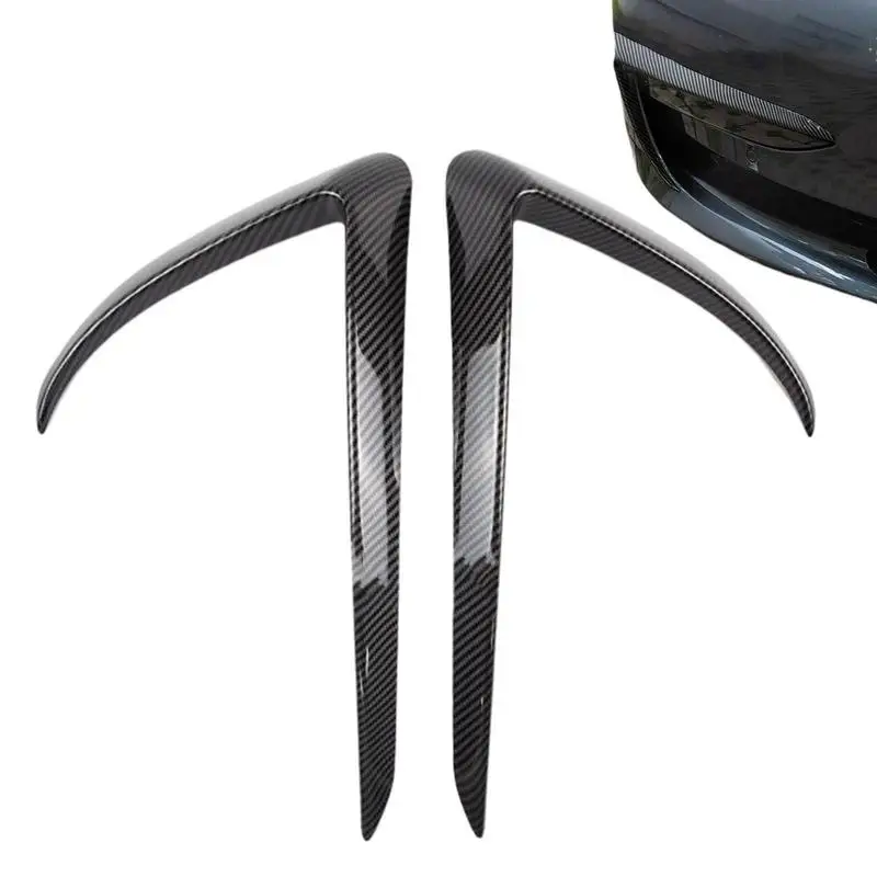 

2pcs Car Front Blade Trim Light Eyebrow Wind Blade Bumper Cover Sticker Fit ForTesla ABS Fog Lamp Decoration Accessories