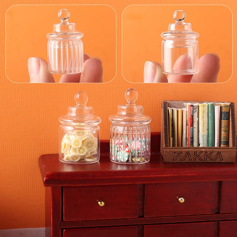 1:12 Dollhouse Mini Glass Bottle Water Cup Coffee Cup Storage Tank Stopper Tiny Vase Tiny Jar Vials Kitchen Home Decor Toy
