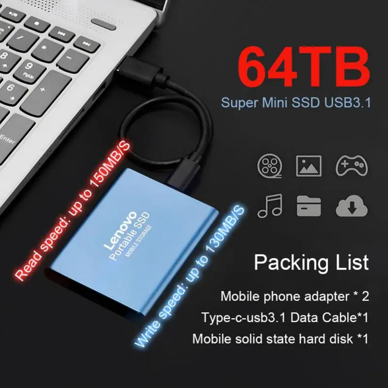 Портативный твердотельный накопитель Lenovo 1 ТБ/2 ТБ