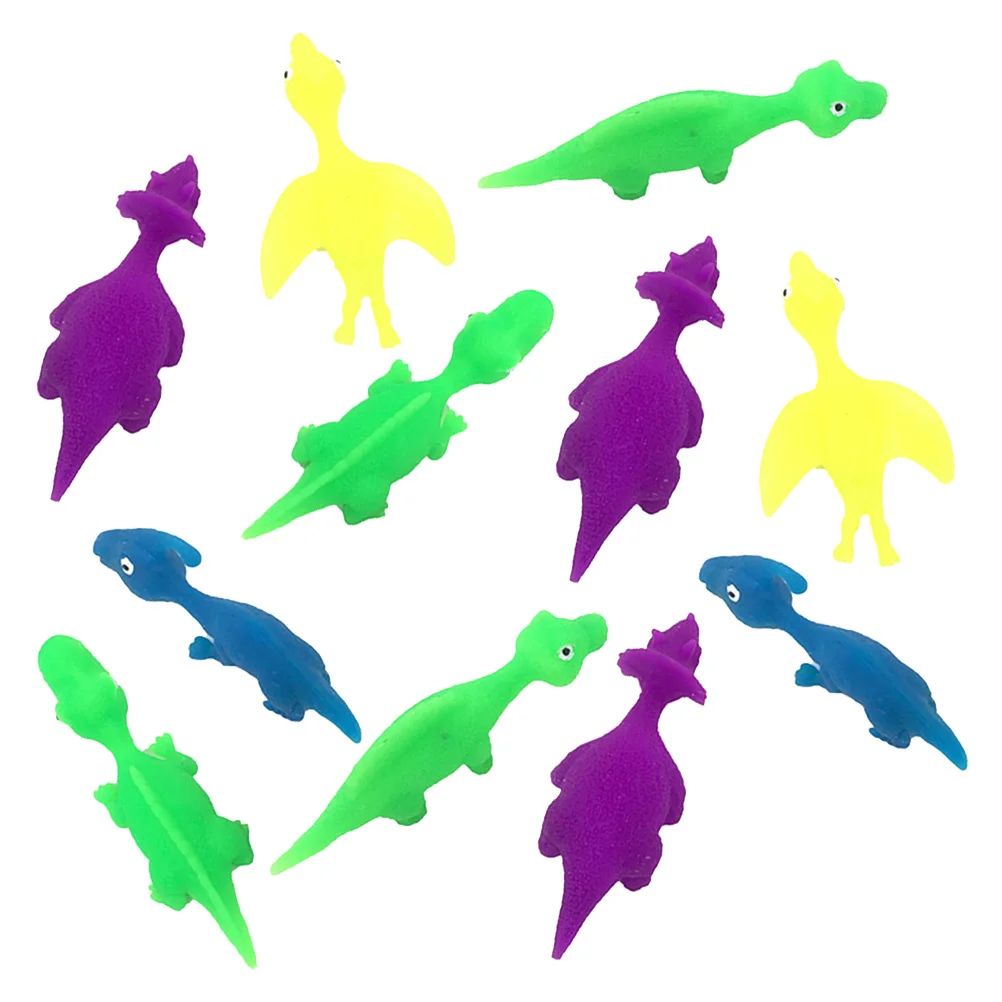

12 Pcs Dinosaur Toy Children Stretch Toys Catapult Rubber Kids Finger