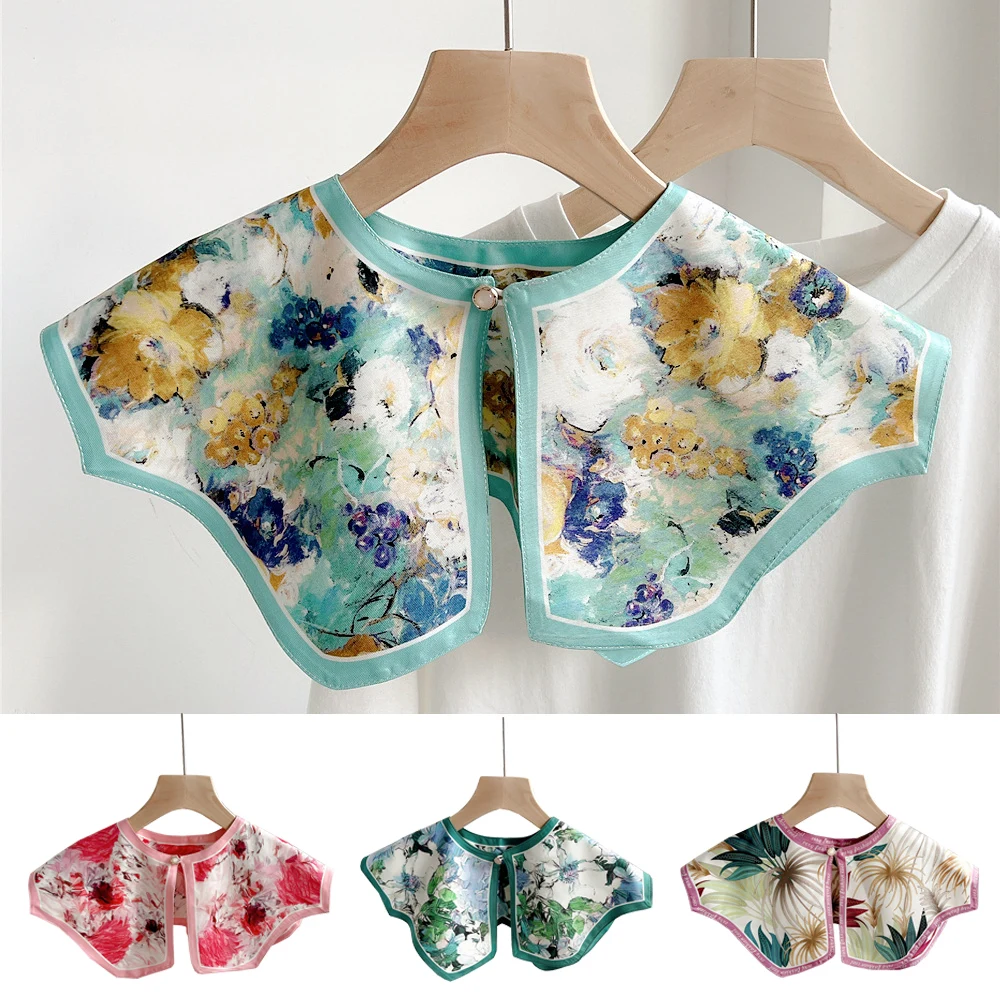 

2023 Summer Women Fake Collar Shawl Scarf Shirt Collar Vintage False Collar Detachable Shoulder Wraps Decora Neckwear Dress