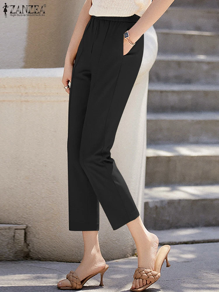 

2023 Spring Summer Harem Suit Long Pants Vintage Ladies Trousers Baggy Korean ZANZEA Women Chic Office Wear Straight Pants