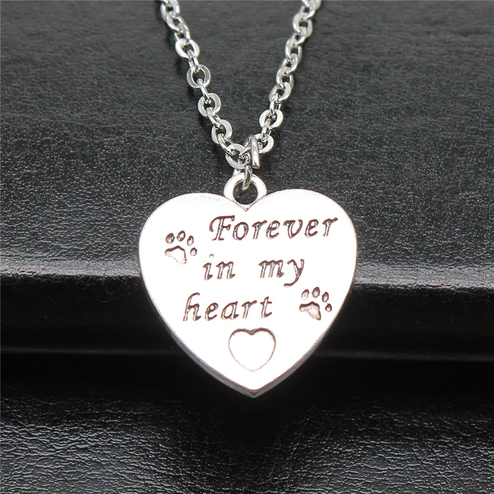 

Модное простое винтажное ожерелье в античном стиле серебряного цвета 21x20 мм с кулоном вечно в моем сердце для женщин