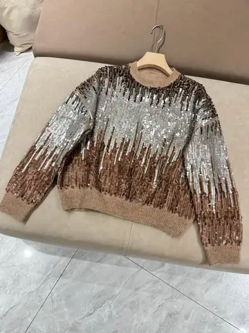 Женский шерстяной свитер с блестками