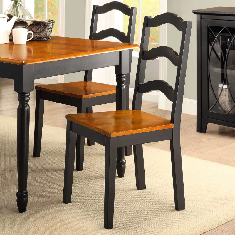 Autumn Lane Ladder Back Dining Chairs, Set of 2, Black and Oak  Modern Dining Table