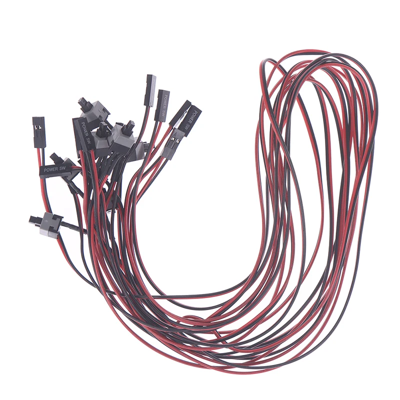 

10pcs/Set 50cm Switch Cable Power Button Switch Cable for PC Switches Reset Computer Power Switch Cables