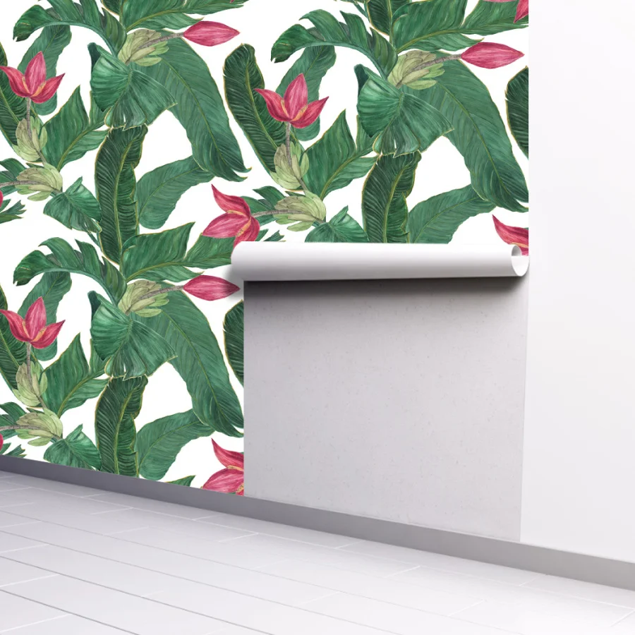 

Self Adhesive Plant Leaf and Flower Wallpaper Removable Paper For Living room Decorations Wall Mural Wallpaper 45CM Width