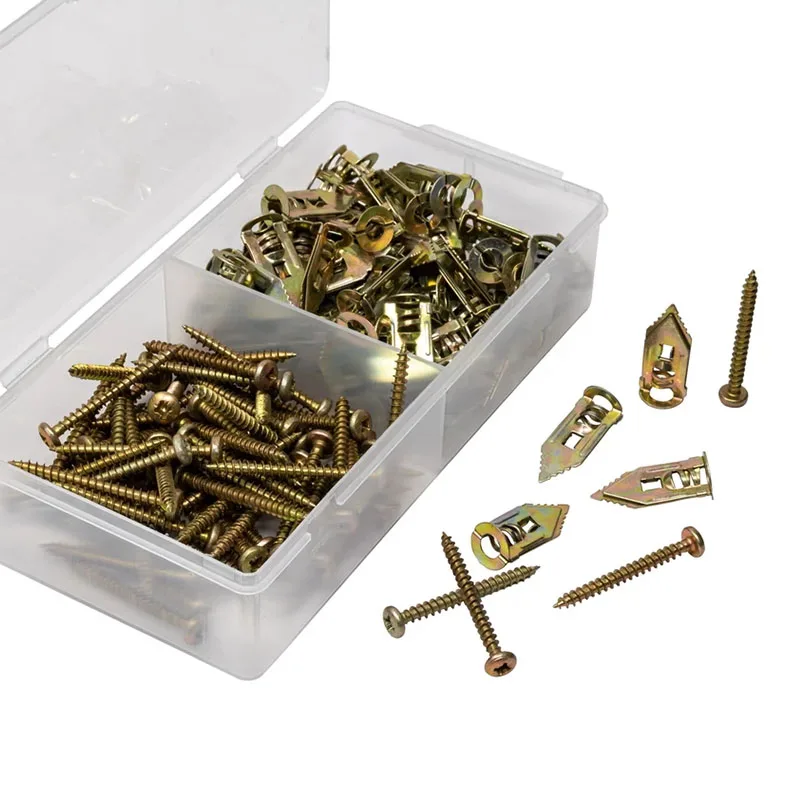 200PCS Hammer in Metal Drywall Anchors 10x30mm with Self Tapping Screws Kit Drilling Plasterboard Wall Fixing Plug | Обустройство