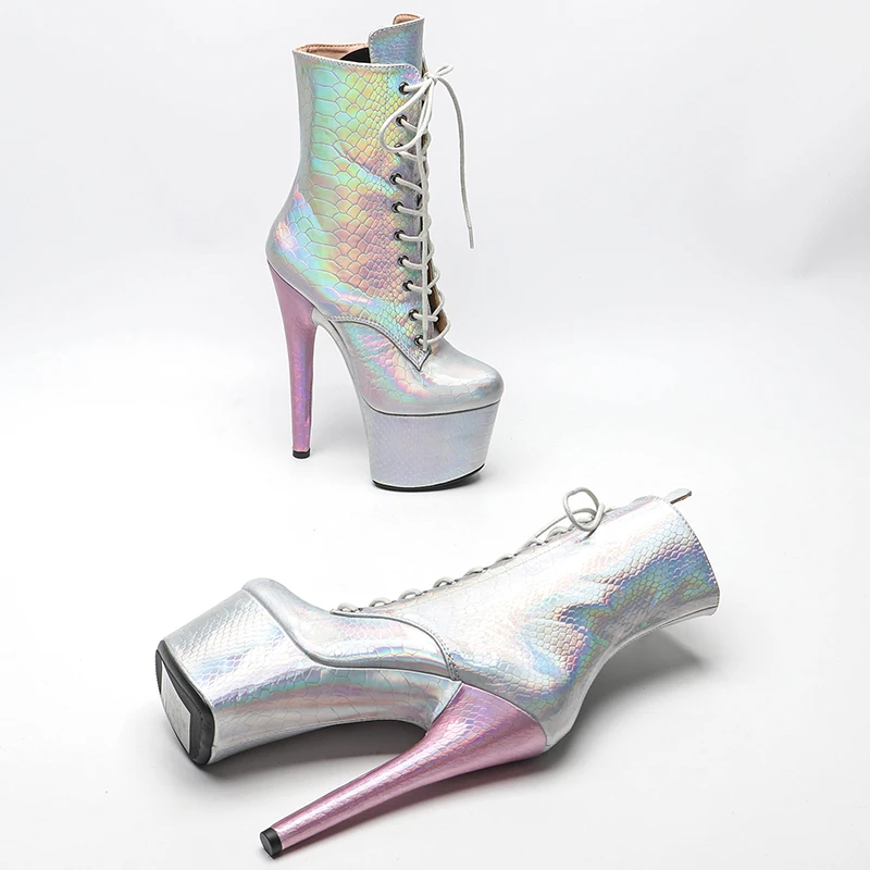 Leecabe Shinny Sanke Upper 17CM/7inches Pole dancing shoes High Heel platform Boots Pole Dance shoes