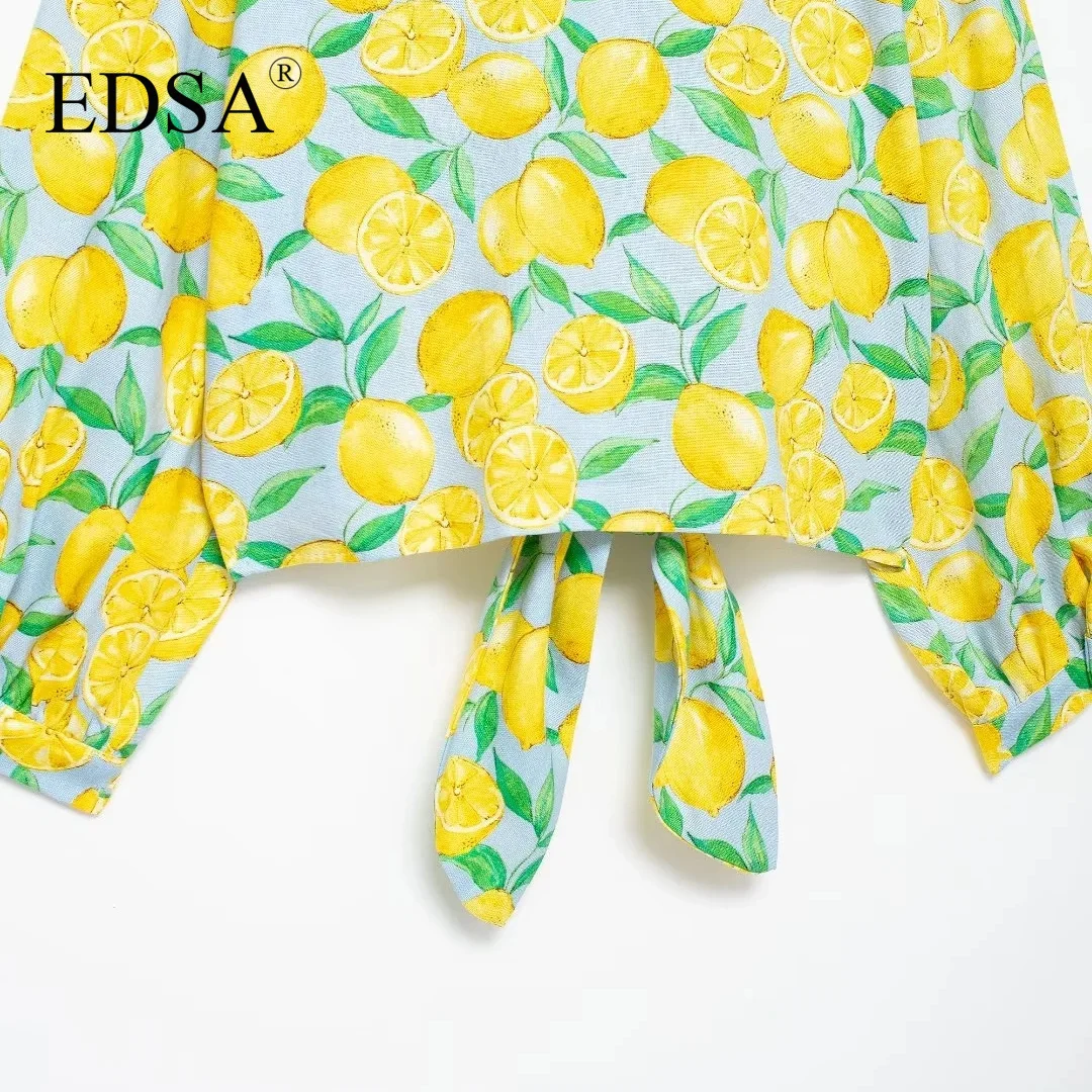 Женская блузка Edsa в пляжном стиле короткий льняной топ с v-образным вырезом и