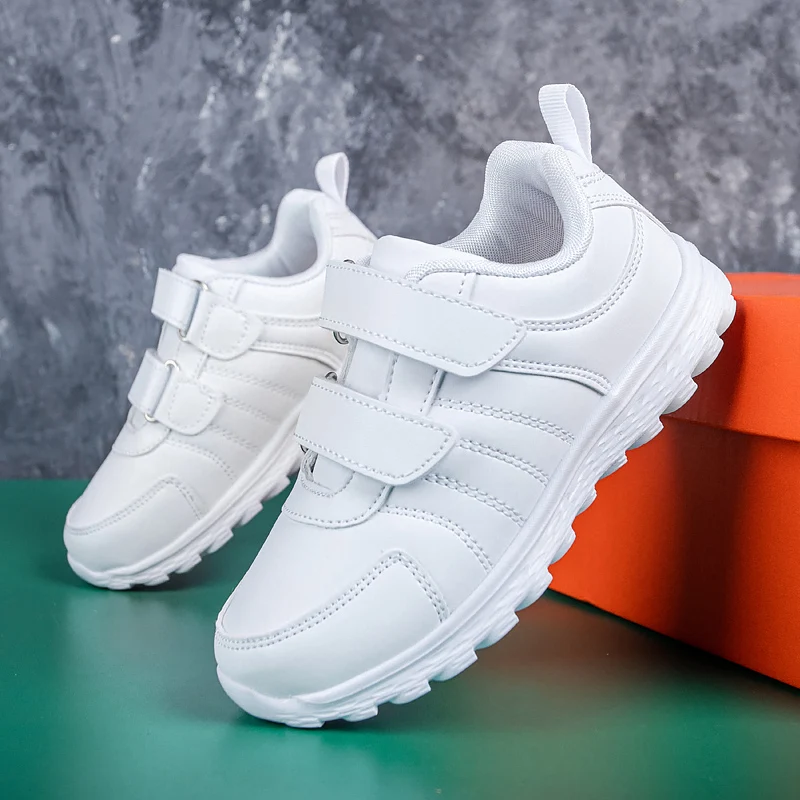 

Children Shoes Boy White Sneakers PU Leather Lightweight Designer Luxury Trainer 4-12 Years Running Sports Tennis Shoes for Boy
