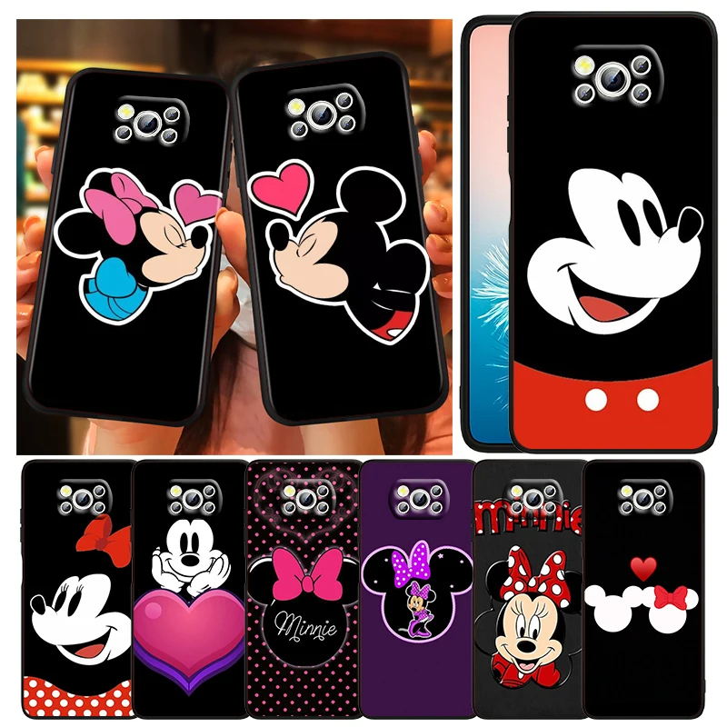 

Art Black Mickey mouse Phone Case For Xiaomi Mi Poco X5 X4 X3 NFC F4 F3 GT M5 M5s M4 M3 Pro C55 C50 C40 5G Black TPU Cover