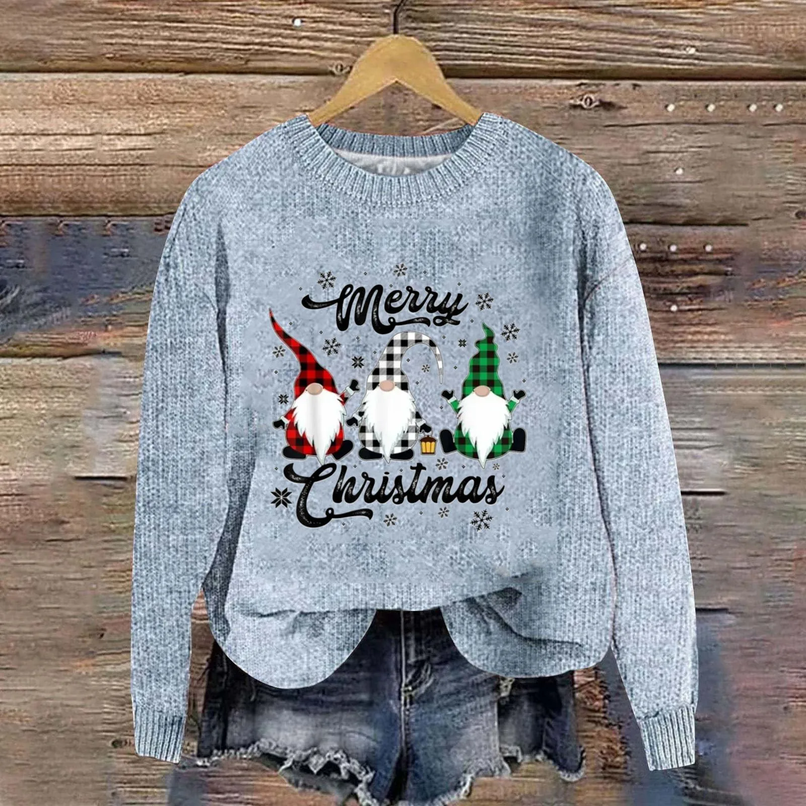 Женский осенне-зимний модный длинный массивный свитер с круглым вырезом и