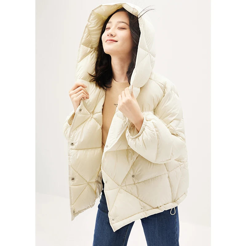 High Quality Puffer Jacket 90% White Duck Down High Street Autumn/Winter Covered Button Wide-waisted Casacas Para Mujer Invierno