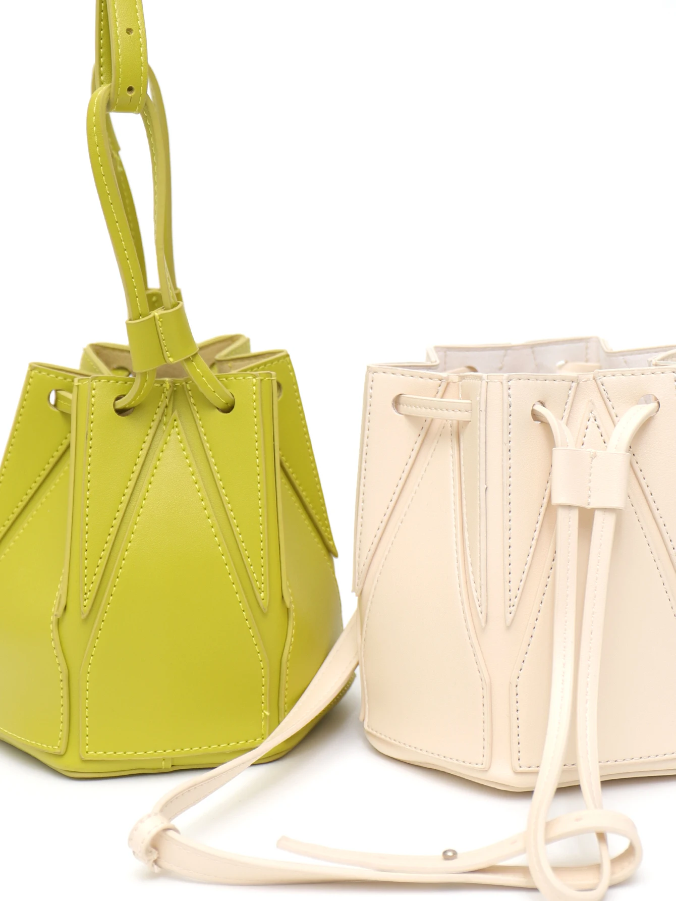 CEZIRA Female Luxury Designer Drawstring Bucket PU Vegan Leather Fashion Sling Casual Patchwork Shoulder Bags Cross Body Purse