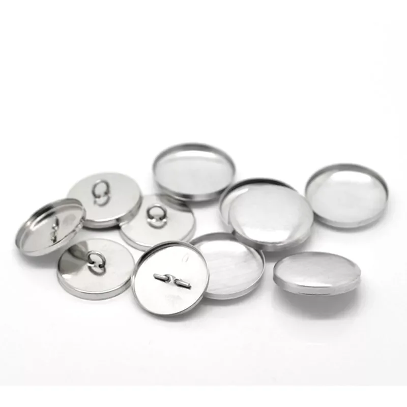 

50 Sets Aluminum Tone Shank Wire Back Cover Metal Buttons For Handmade Findings 24mmx24mm(1"x1") 22mmx22mm(7/8"x7/8")