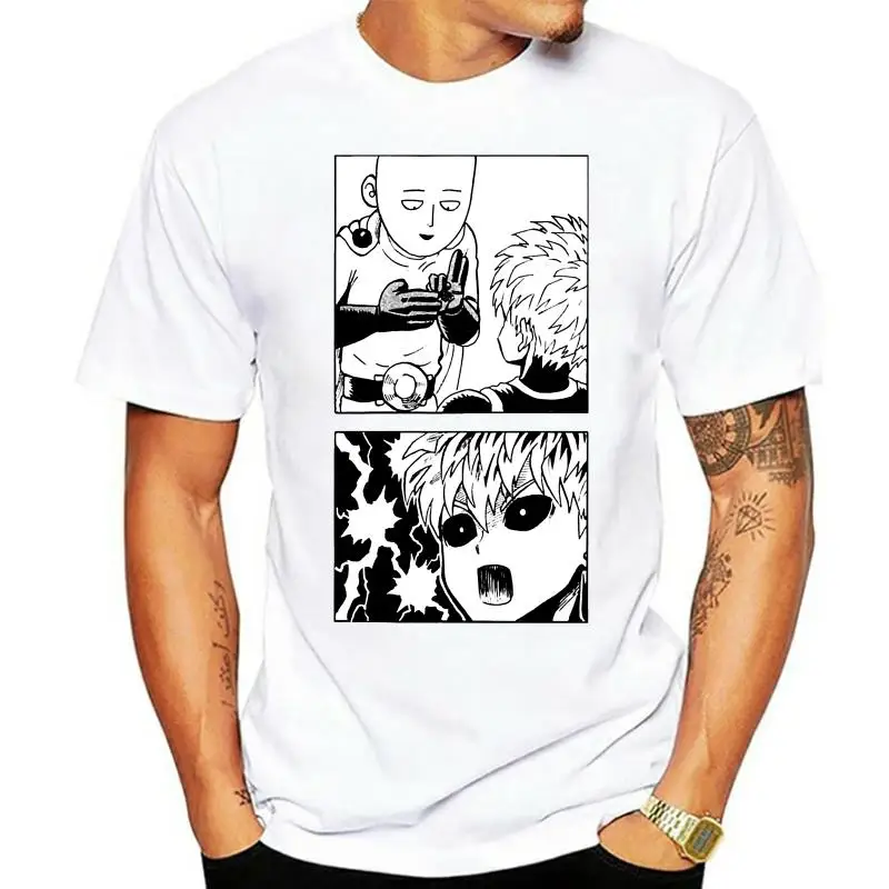 

Белая футболка с мангой One Punch Man, Сайтама и Genos, Фубуки, облегающая блестящая искусственная кожа (1)
