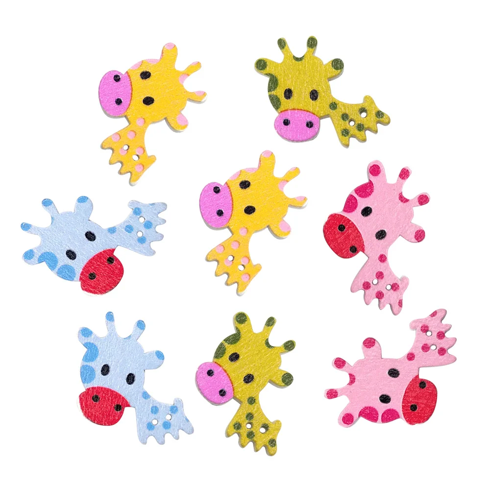 

Buttons Wooden Button Sewing Diy Cartoon Vintage Printed Colorful Mixed Assorted Kids Round Crafts Craft Engraved Cute