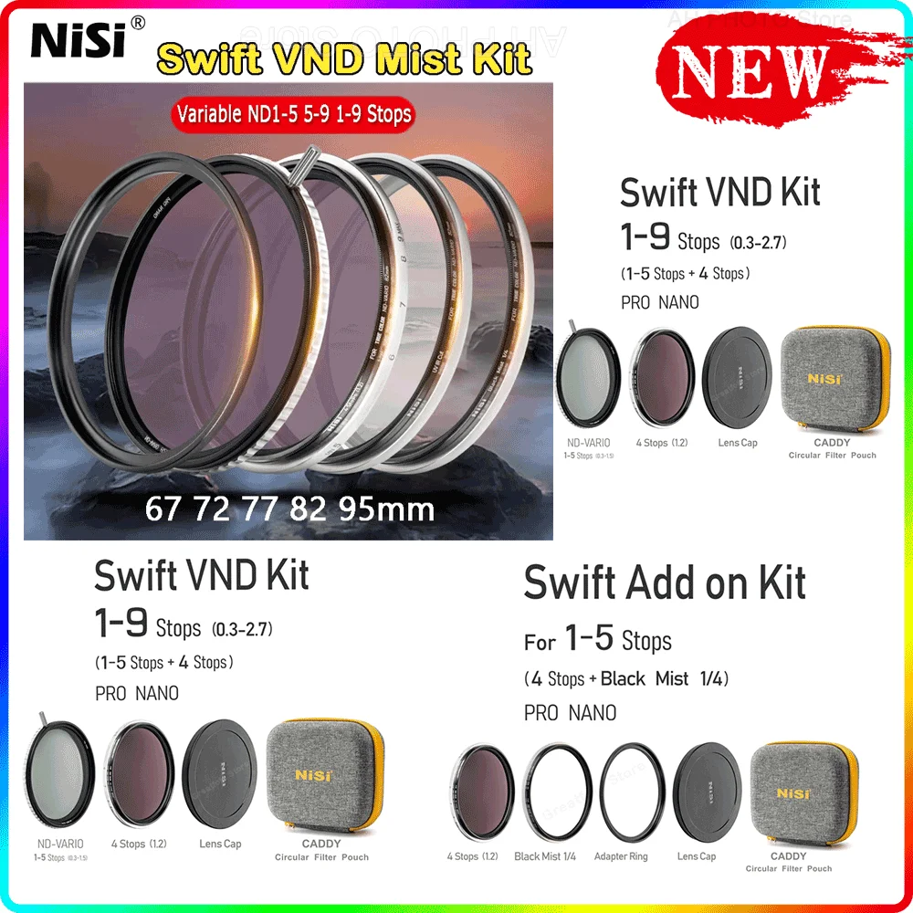

NISI УФ-фильтр для объектива, протектор оптического стекла Swift Series 62 72 77 82 95 мм, регулируемая яркость 5-9 1-9 уф подходит для Canon Nikon Sony