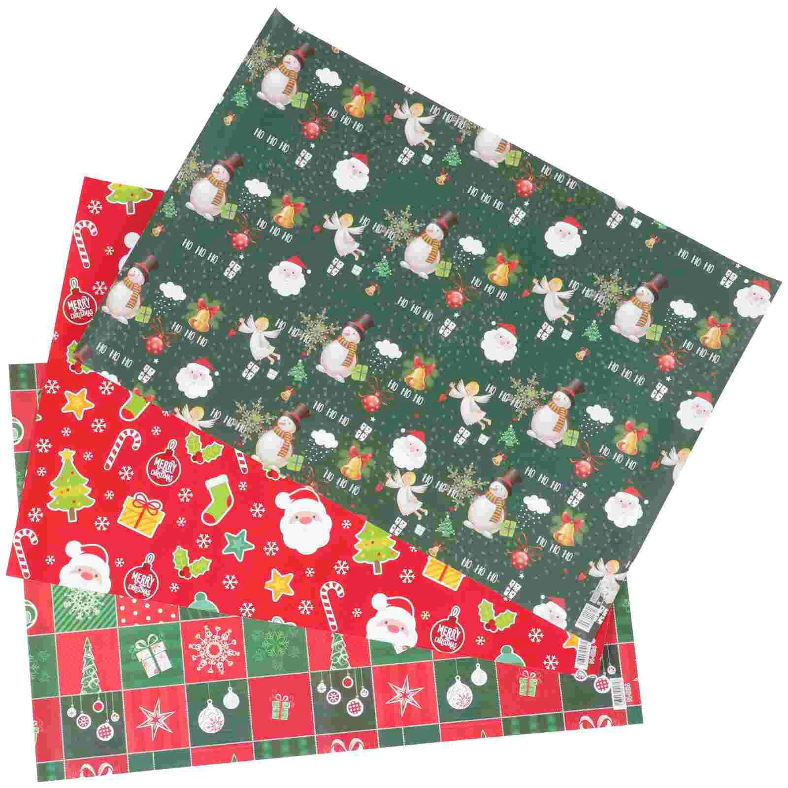 

3 рулона рождественской упаковочной бумаги, праздничная подарочная упаковочная бумага, Рождественская тематическая упаковочная бумага, рулонная бумага