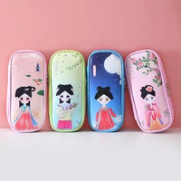 chinese style beauty series pencil case multifunctional large capacity waterproof pencil case leather zipper stationery case