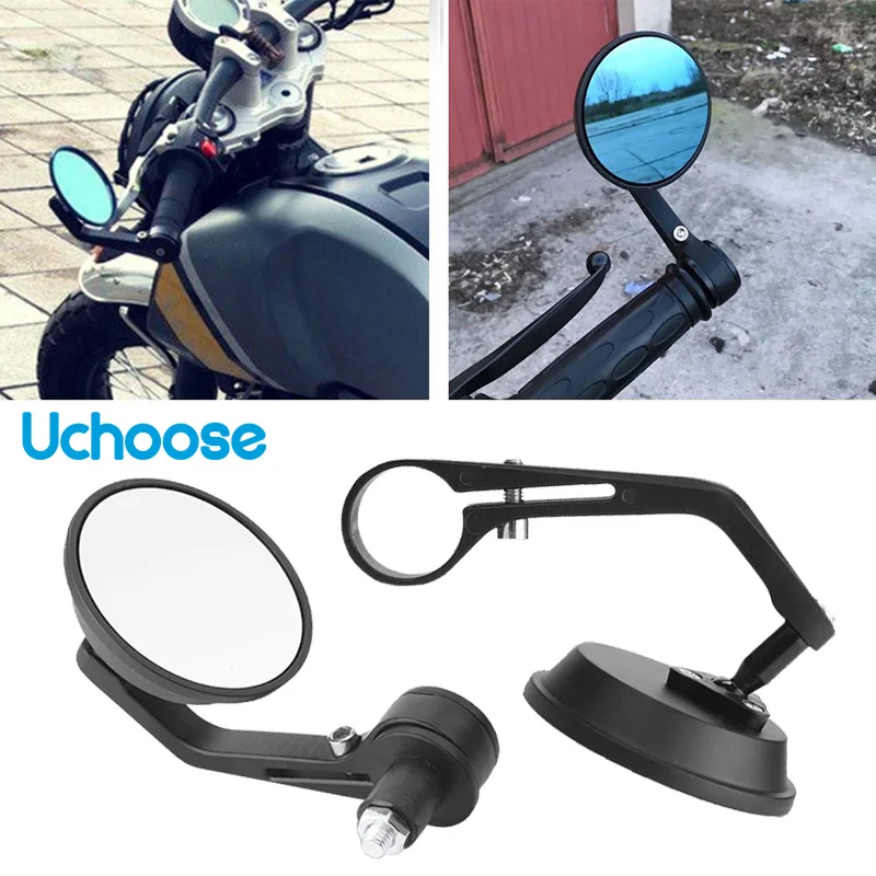 

Universal 7/8" Round Bar End Rear Mirrors Moto Motorcycle Scooters Rearview Mirror Side View Mirrors FOR Cafe Racer Bright