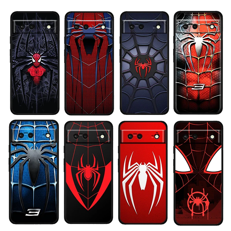 

Spider Man Marvel Cool Shockproof Cover For Google Pixel 7 6 6A 5 4 5A 4A XL Pro 5G Soft Silicone Black Phone Case Coque