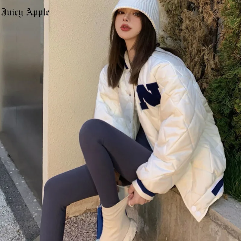 Autumn Winter Bomber Jackets Woman Letter Print Embroidery Pockets Varsity Baseball Jacket Vintage Loose Streetwear Women Coat