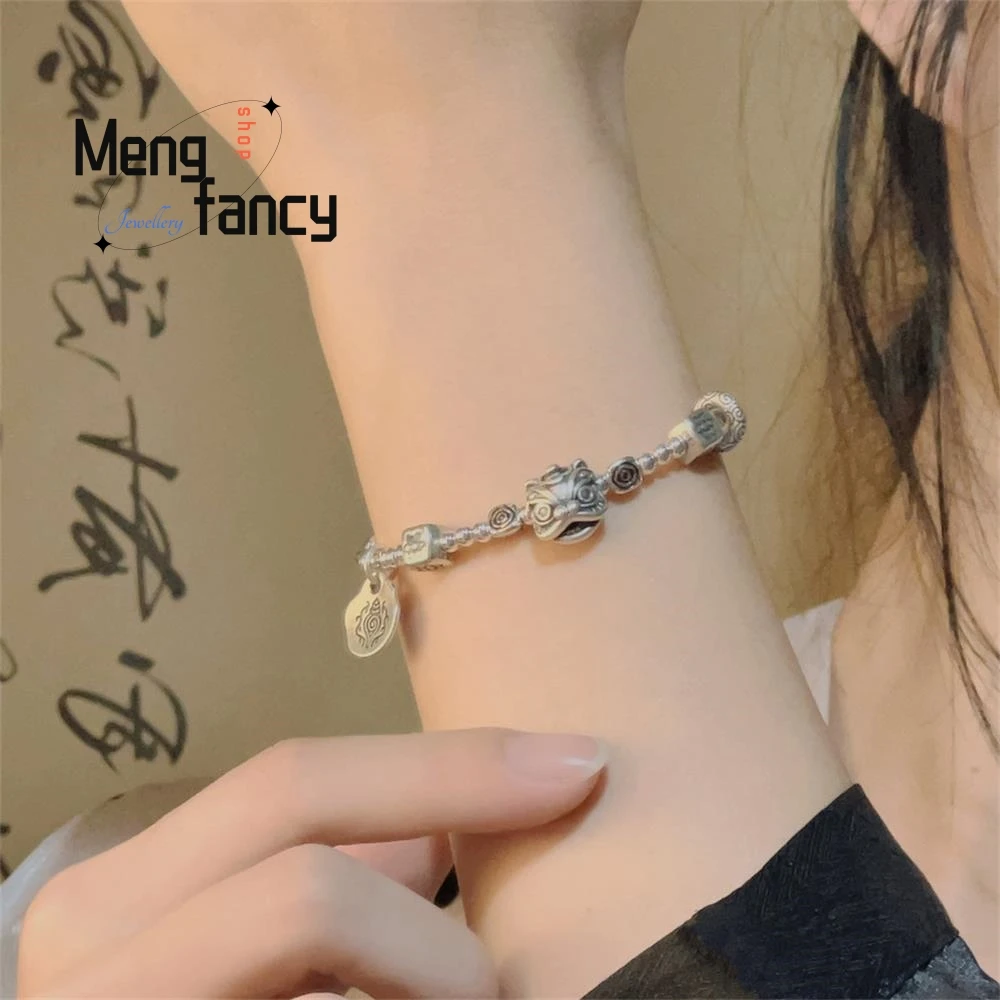 Новый модный трендовый браслет с Львом китайская Ретро парная простая