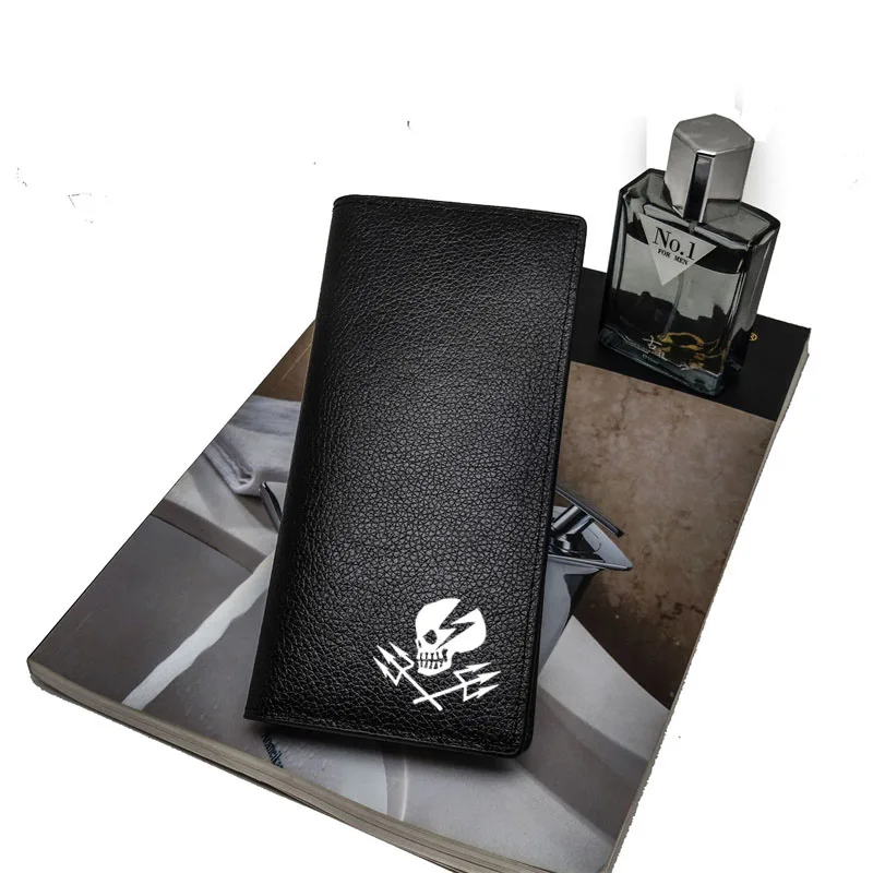 

Business Long Men Wallet Skeleton logo Leather Purse Male Clutch Wallets Men Women Money Card Holder Pocket Top Quality