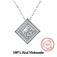 Initial Plate Lab Diamond Moissanite Necklaces For Women Necklace  Square Charm Water-wave Chain Boho Jewelry Gift Dropshoping
