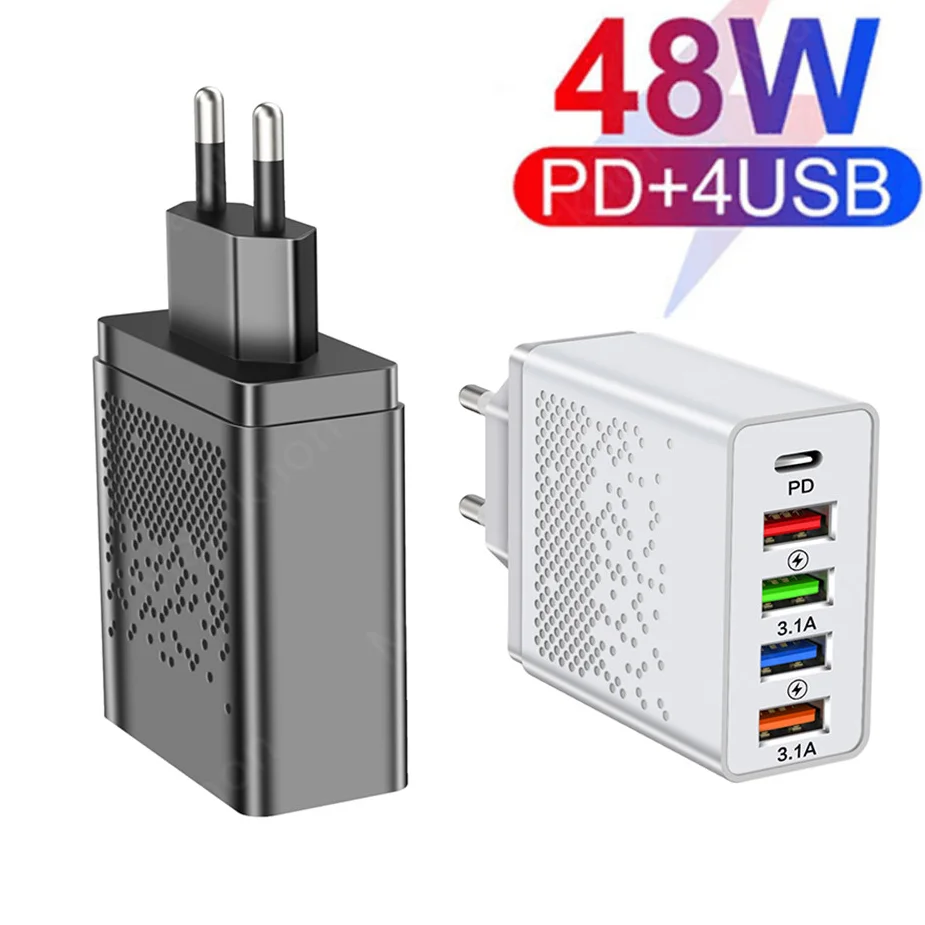 

Зарядное устройство с 5 USB-портами и поддержкой быстрой зарядки, 48 Вт