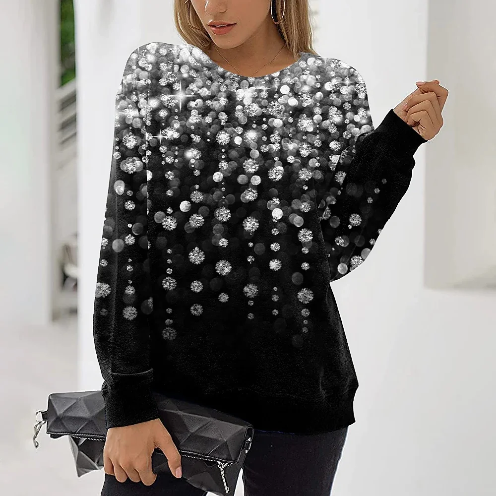 

2022 [New In] Women's T Shirt Graphic Print Round Neck Basic Tops Blue / 3D Print Black