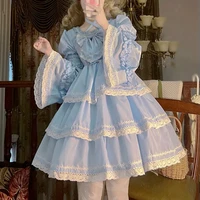new fantasy lolita dress loli rococo cosplay gothic robe female fairy maid pink maid princess victorian detachable sleeves mujer
