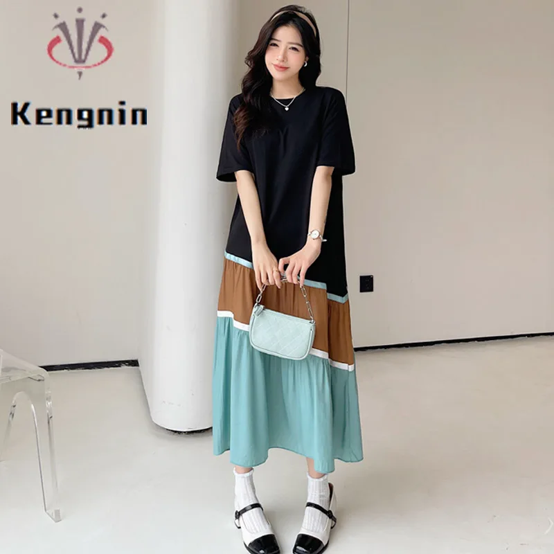 Ассиметричные женские платья на лето 2023 свободные в стиле ретро цветные футболки