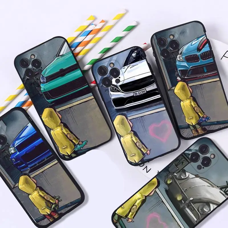 

Boy See Sports Car Phone Case For iPhone 8 7 6 6S Plus X SE 2020 XR XS 14 11 12 13 Mini Pro Max Mobile Case