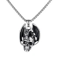 steampunk mens necklace retro skull wings pendant stainless steel rampage clavicle chain birthday anniversary jewelry gift